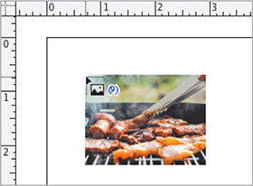 A snapshot of InDesign Essentials Workspace shows a loaded place icon displaying a preview of a graphic image.