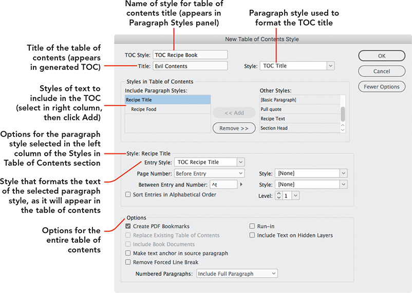 A screenshot of the New Table of Contents Style dialog box.