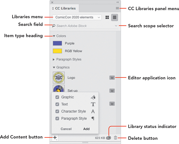 A screenshot of the CC Libraries panel.