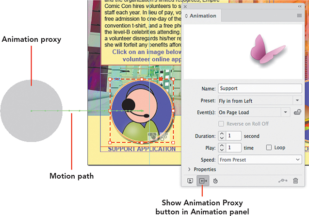 A screenshot of the Animation panel depicts working with motion path.