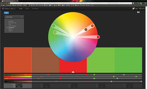 Screenshot of Adobe Color CC website is shown.