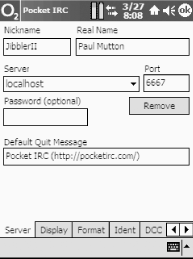 Telling Pocket IRC which server to connect to