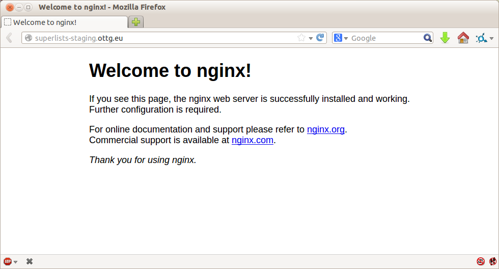 The default 'Welcome to nginx!' page