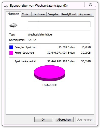 SD-Karte mit 32GB Speicherkapazität