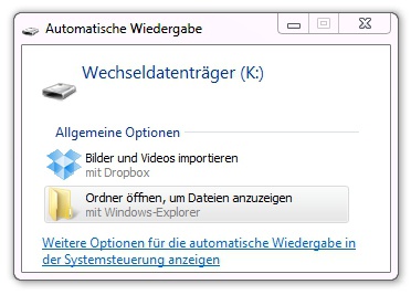 Automatischer Wiedergabe-Dialog beim Einstecken der SD-Karte