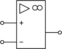 Das nicht genormte OP-Symbol (ohne Spannungsquelle)