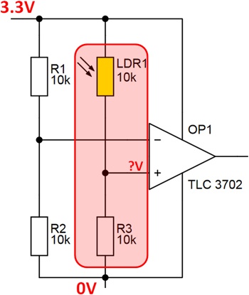 Der variable Spannungsteiler ist mit dem nicht-invertierenden Eingang verbunden