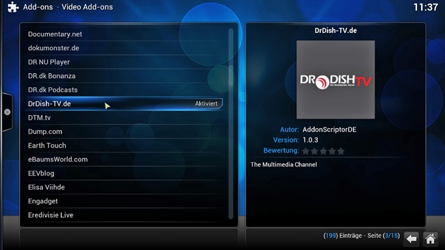 Das XBMC Video-Add-On »DrDish-TV”