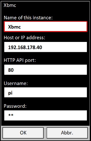 Die notwendigen Daten für die XBMC-App