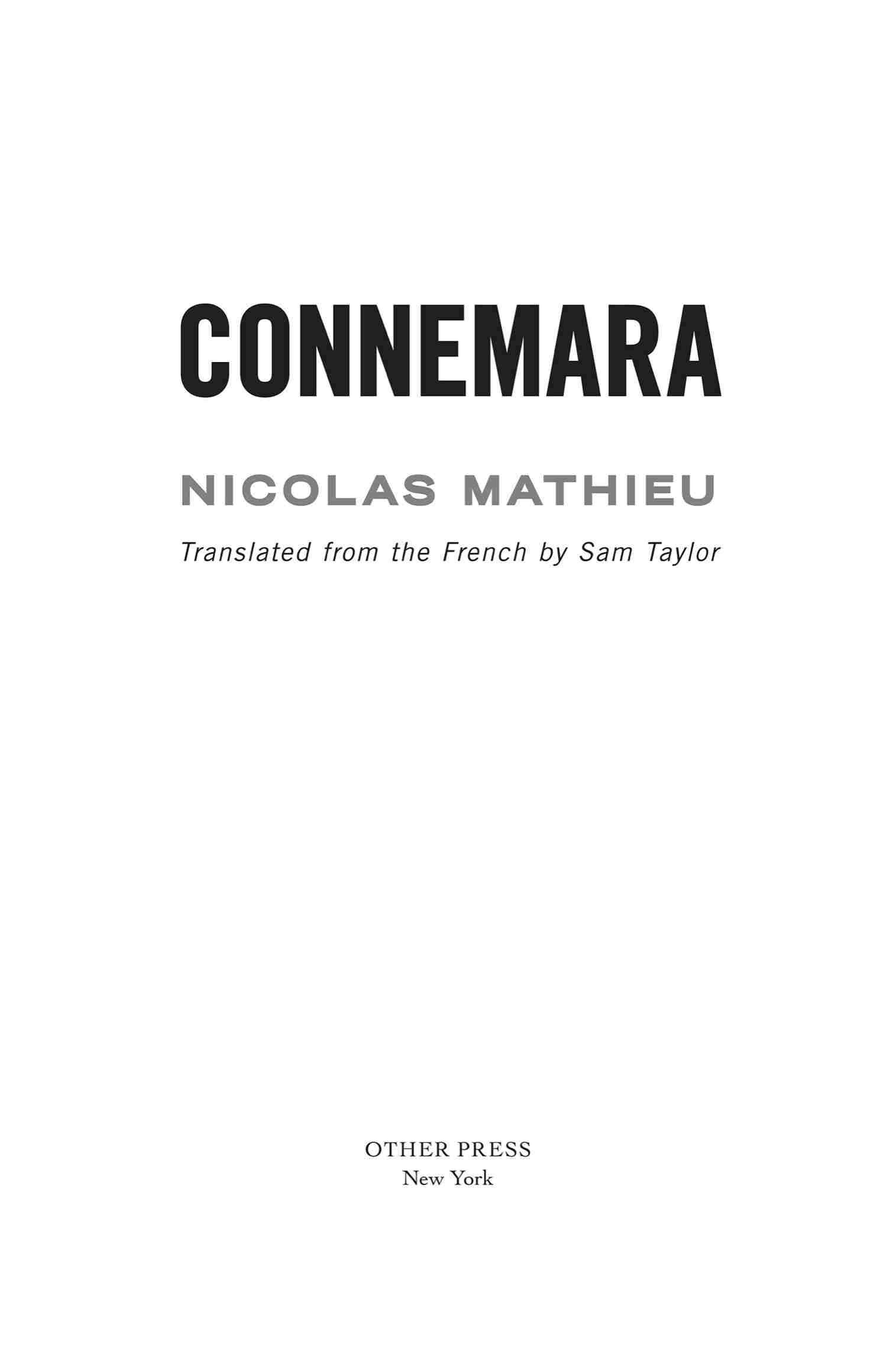 Book title, Connemara: A Novel, Author, Nicolas Mathieu, Imprint, Other Press