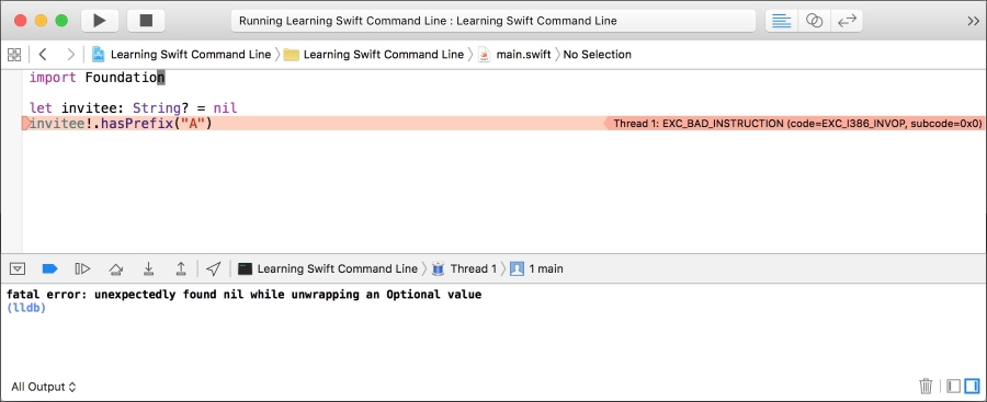 Debugging optionals