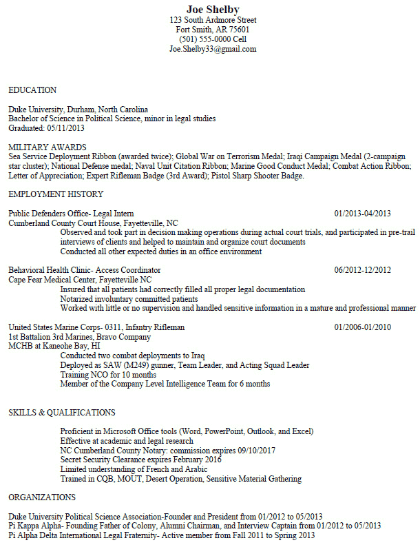 Junior-Career Level Resume