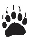 A black paw print with claws

Description automatically generated