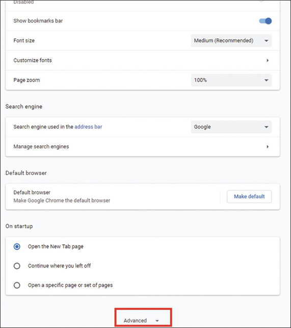 A screenshot displays chrome settings.