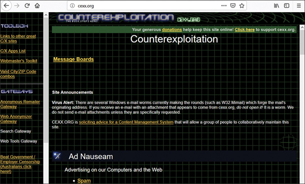 A screenshot displays counterexploitation website.