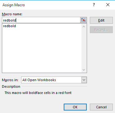 This figure shows how to assign a macro to a button.