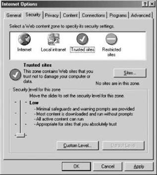 Managing zones using Internet Explorer