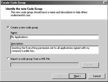 Creating a new code group