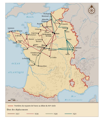 Déplacements de François Ier et de la cour entre 1529 et 1536