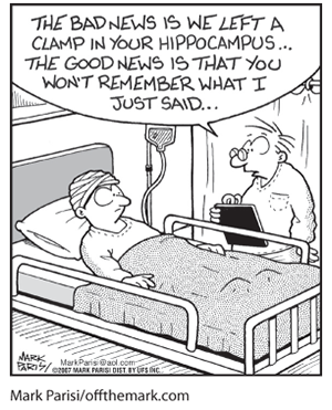 A Mark cartoon showing a doctor talking to a patient in a hospital bed.