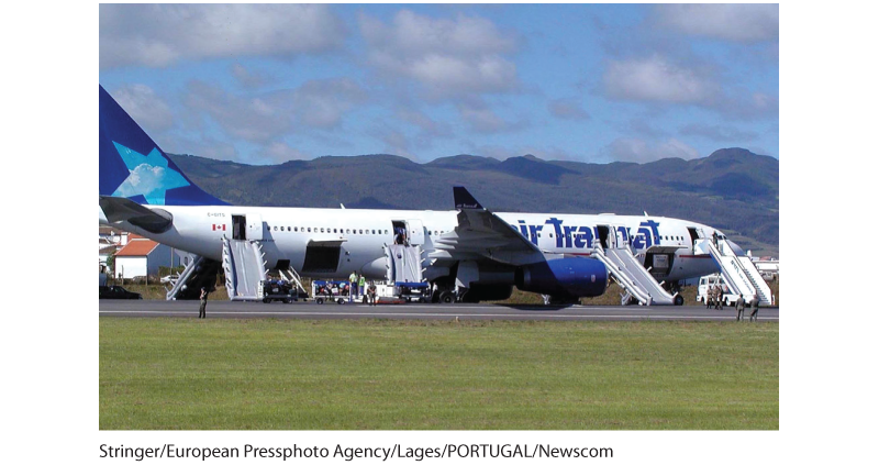 A photo shows an airplane on the runway.