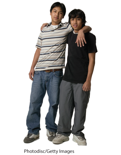 This image is a photograph of two young men, with their arms around one another.