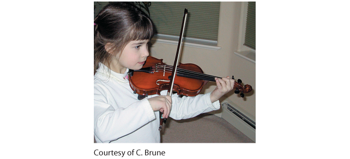 A girl playing astringed instrument.