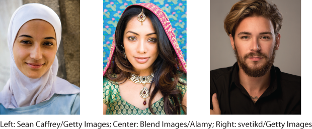 Three photos of people belonging to different gender and ethnicities.