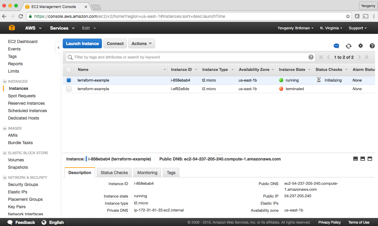 The new EC2 Instance with the web server code replaces the old Instance