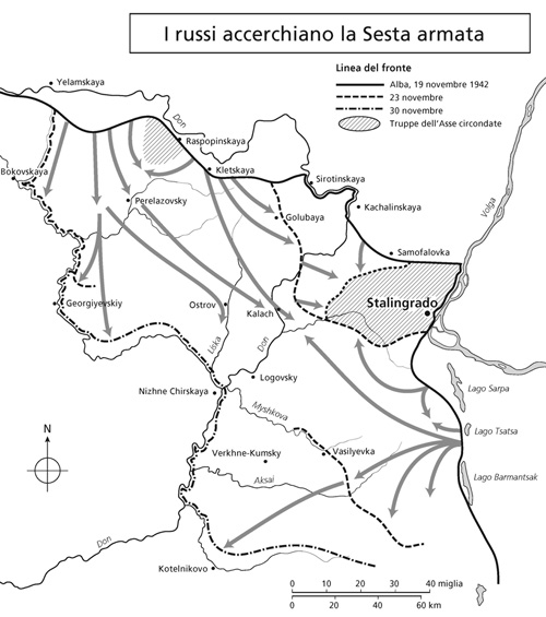 Cartina - I russi accerchiano la Sesta armata