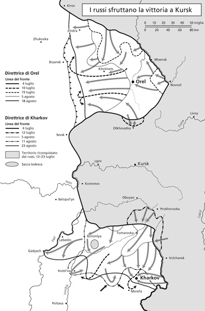 Cartina - I russi sfruttano la vittoria a Kursk