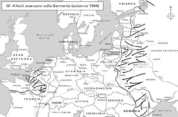 Cartina - Gli Alleati avanzano sulla Germania (autunno 1944)