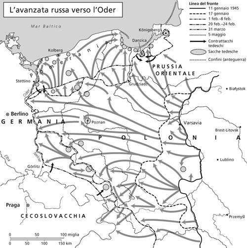 Cartina - L'avanzata russa verso l'Oder