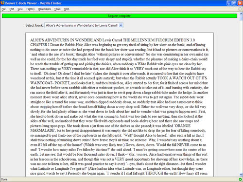 The original Booker application loads the entire text of an e-book when the user chooses the book from a list.