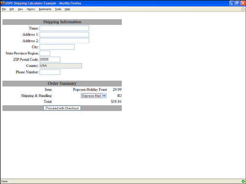 The small “loading” image appears in place of the shipping charge while an Ajax request is being carried out.