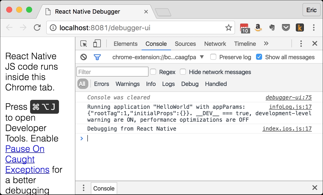 Enabling the Chrome Debugger