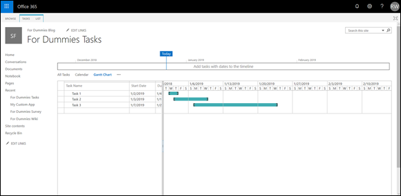 Screenshot displaying a spreadsheet of data in the Gantt chart columns that are available in Gantt view.