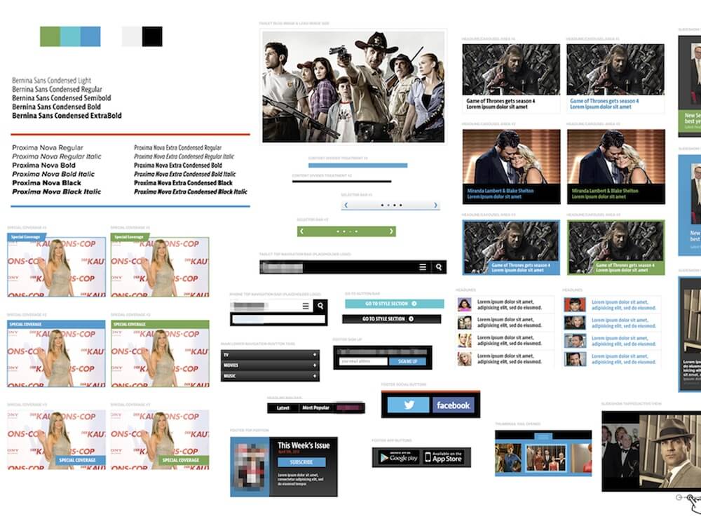 A horizontal element collage for Entertainment Weekly.