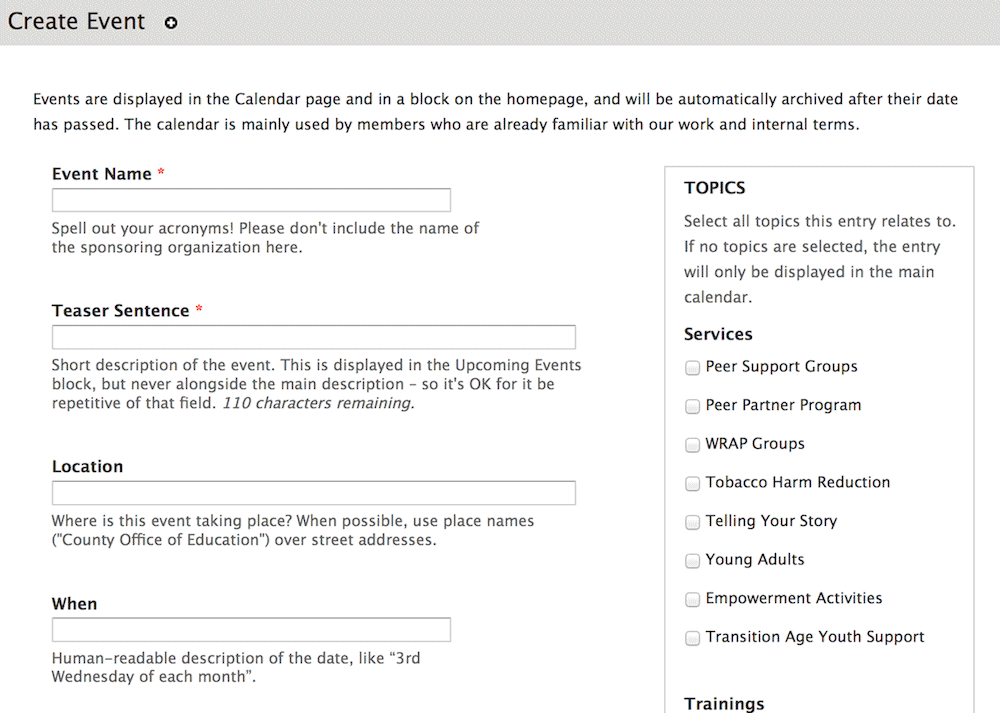 Filling out a simple form is much easier than remembering how to format elaborate content in a single WYSIWYG field.