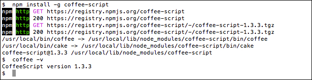 Installing CoffeeScript with npm