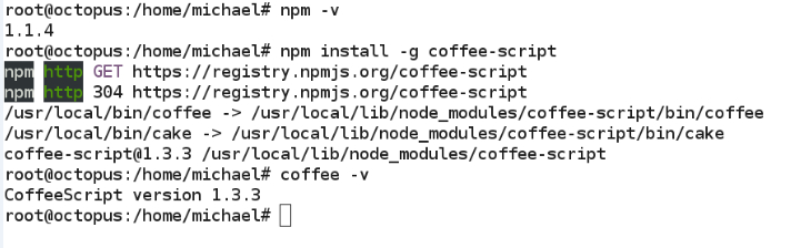 Installing CoffeeScript with npm