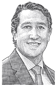 Sketch of “Joshua Rosenbaum, managing director and head of the Industrials & Diversified Services Group at RBC Capital Markets.” 