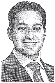 Sketch of “JOSHUA PEARL, managing director at Brahman Capital.”