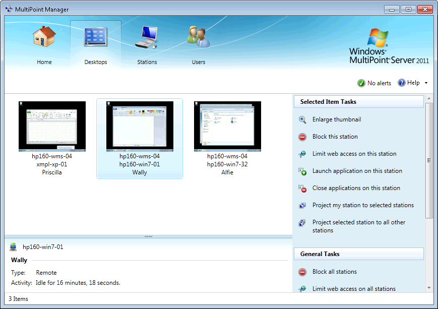 The MultiPoint Manager console.