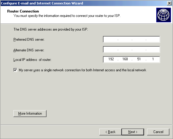 The Router Connection page of the CEICW.