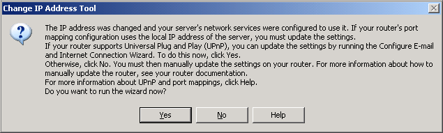 When you change the server’s IP address, you are prompted to run the CEICW again.