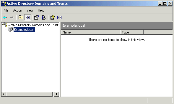 The Active Directory Domains And Trusts console.