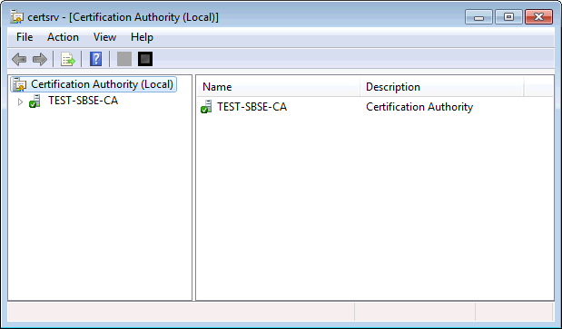 The Certificate Authority management console.