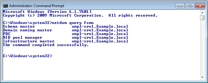 Before transferring the FSMO roles, they all reside on the SBS 2003 server.