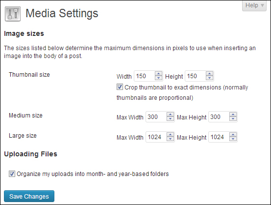 Controlling default image sizes